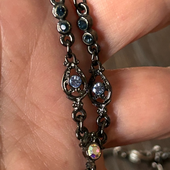1928 brand necklaces blue & Purple Crystals gunmetal hardware - Picture 5 of 17
